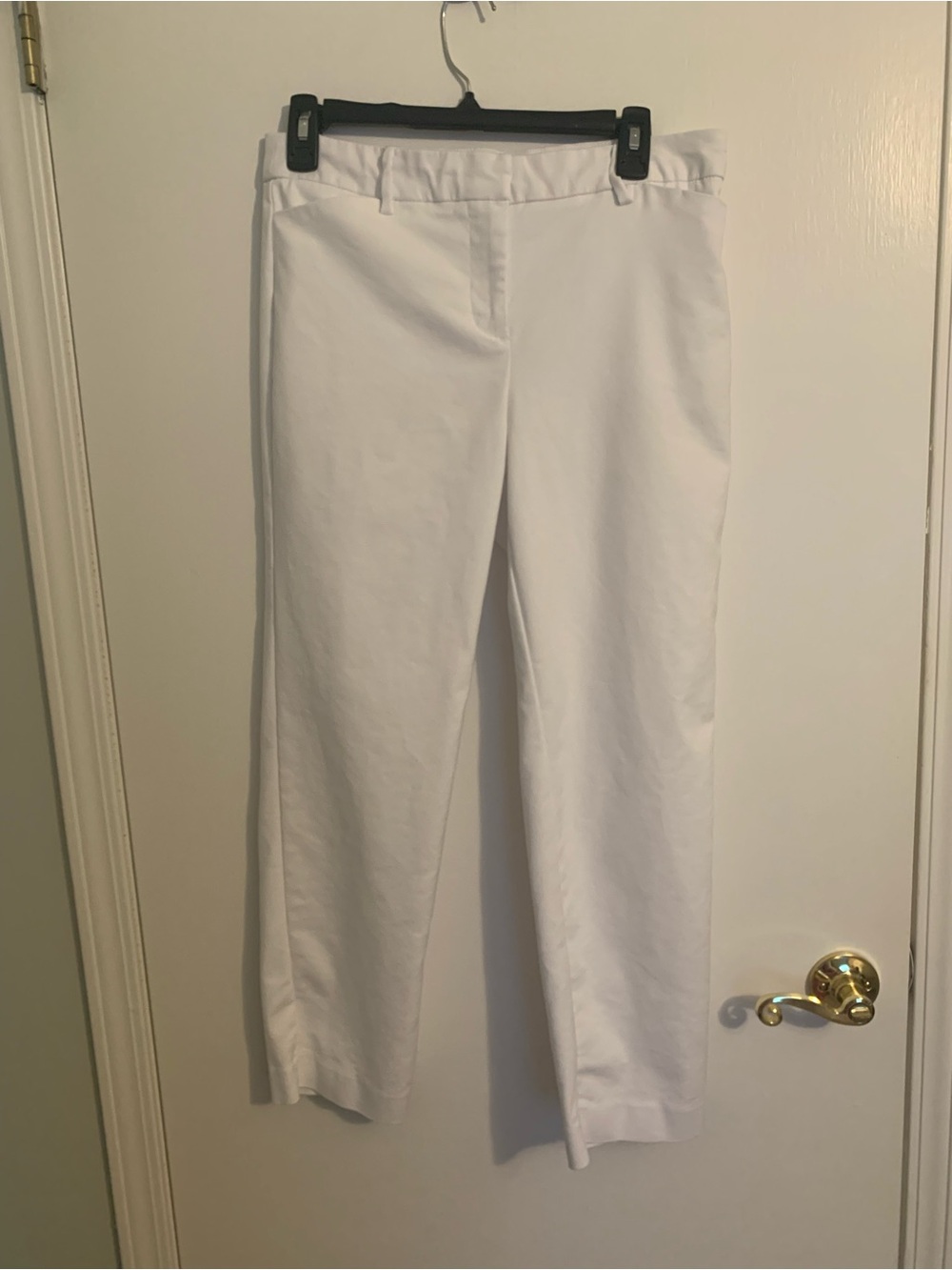 Classic White Straight-Leg Ankle Pants